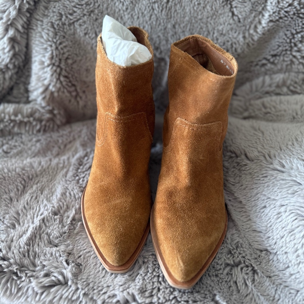 Dolce Vita - Real Leather -Suede Slip on Booties - Size 7.5 Caramel Tan